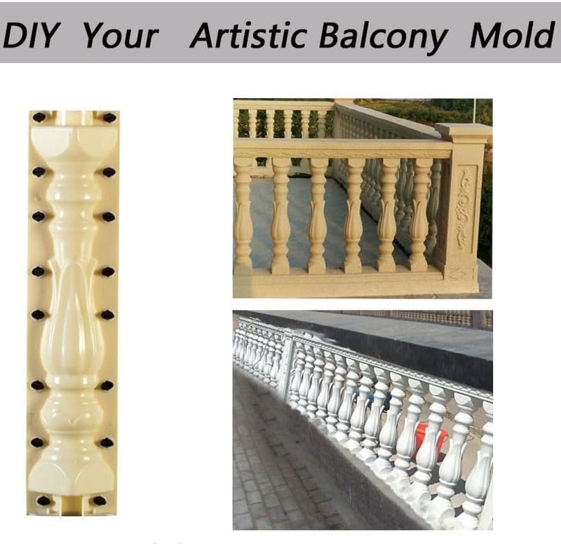 Prefabricated ABS Balcony Mold,Concrete Balustrade Mold Concrete Formwork for Outdoor Construction, DIY Home Improvement, Easy Installation and Reusable Design (Style 8)